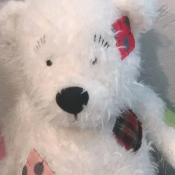 Cuzzie Comfort Crew Teddy Bear Plush 12" White Patchwork Soft Cuddle Fuzzy - Picture 2 of 6